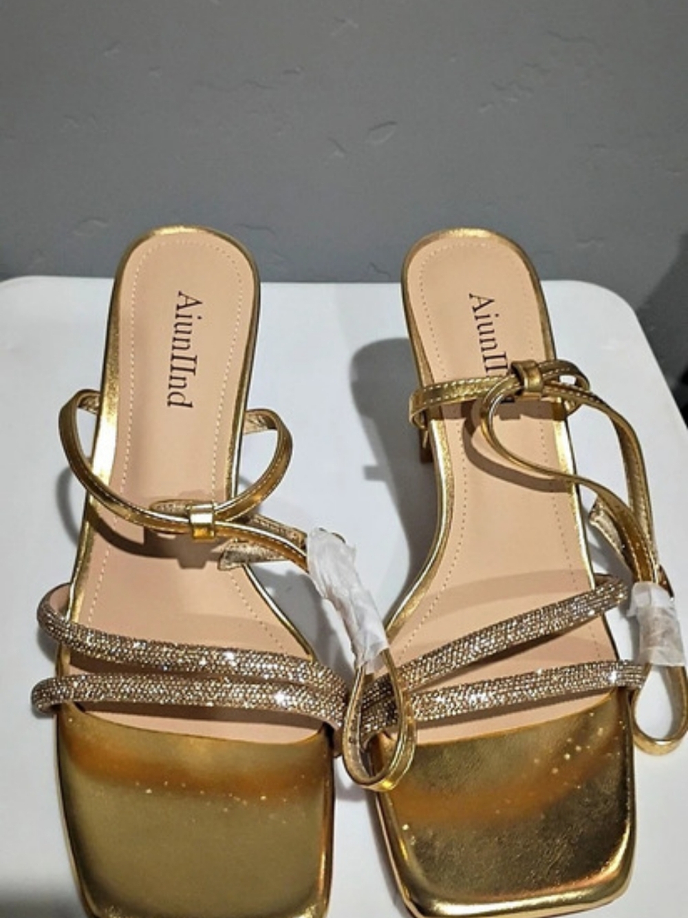 Ankle Strap Heels Gold